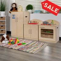 Flash Furniture MK-DP00KTCHN-GG Children's Wooden Kitchen Set - Stove, Sink and Refrigerator for Commercial or Home Use - Safe, Kid Friendly Design
